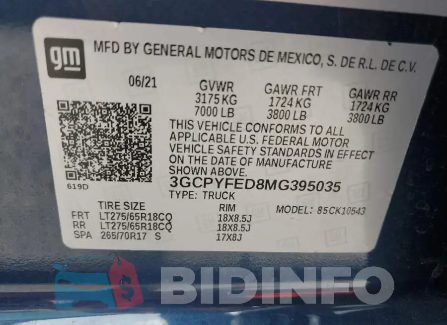 3GCPYFED8MG395035 Photo# 12