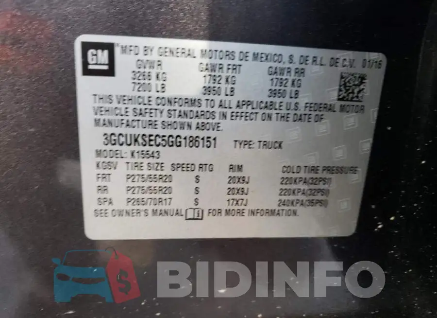 3GCUKSEC5GG186151 Photo# 12
