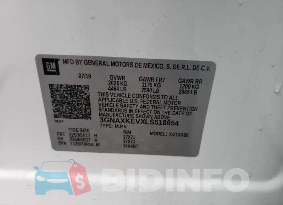 3GNAXKEVXLS518654 Photo# 13