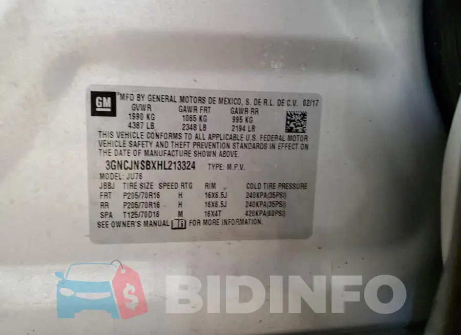 3GNCJNSBXHL213324 Photo# 12