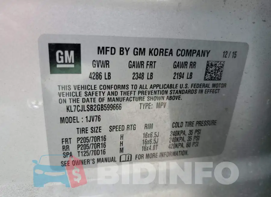 KL7CJLSB2GB599666 Photo# 12