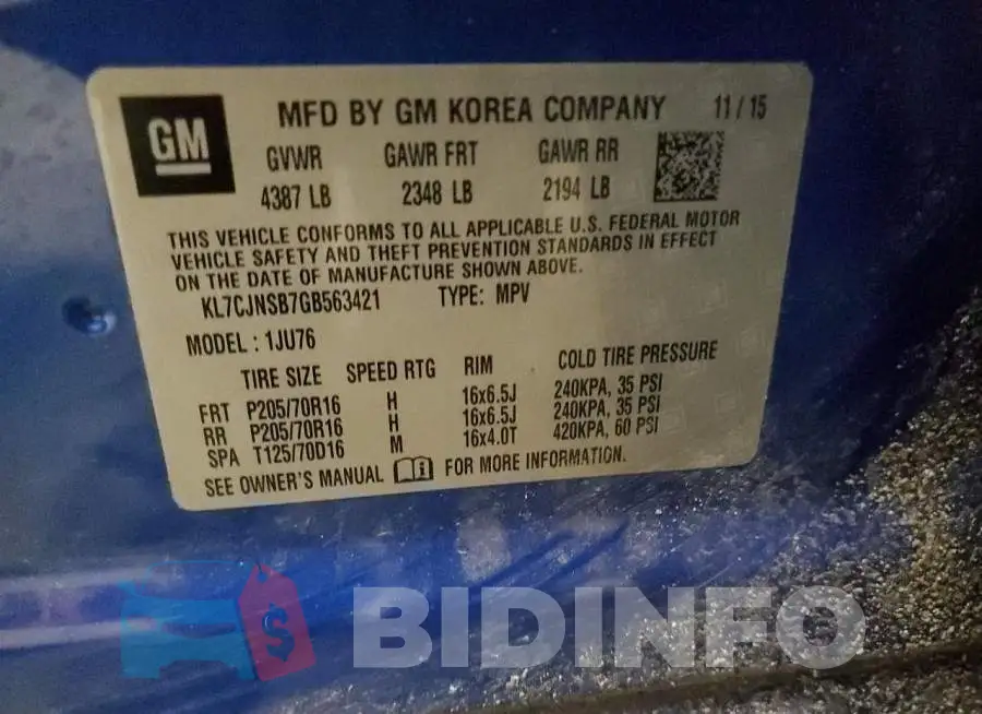 KL7CJNSB7GB563421 Photo# 12