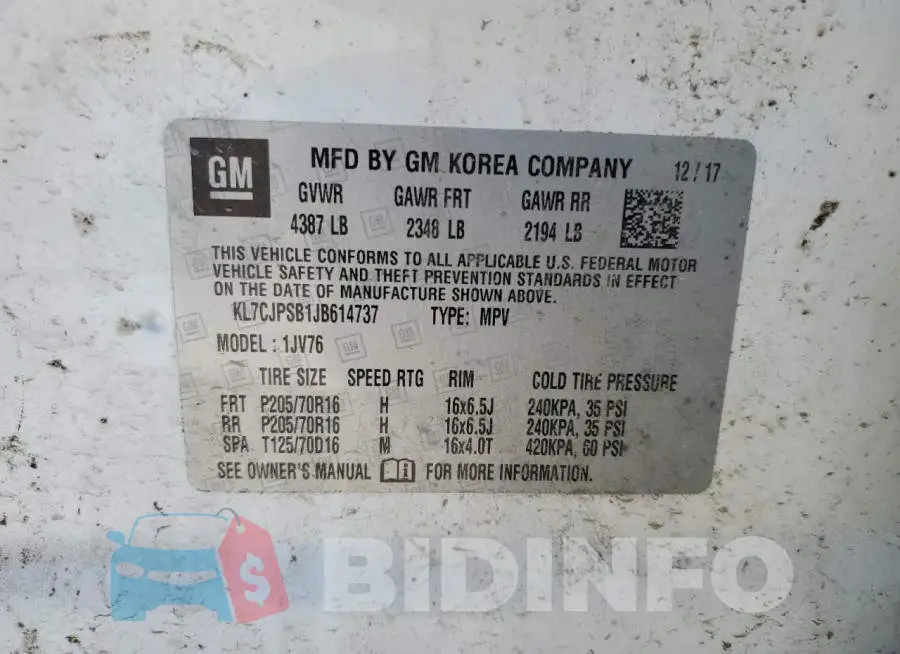 KL7CJPSB1JB614737 Photo# 13
