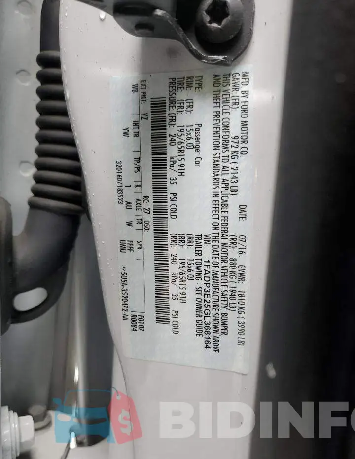 1FADP3E25GL368164 Photo# 12