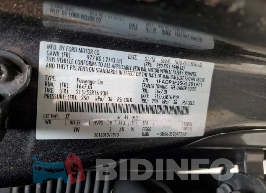 1FADP3F25GL261971 Photo# 13