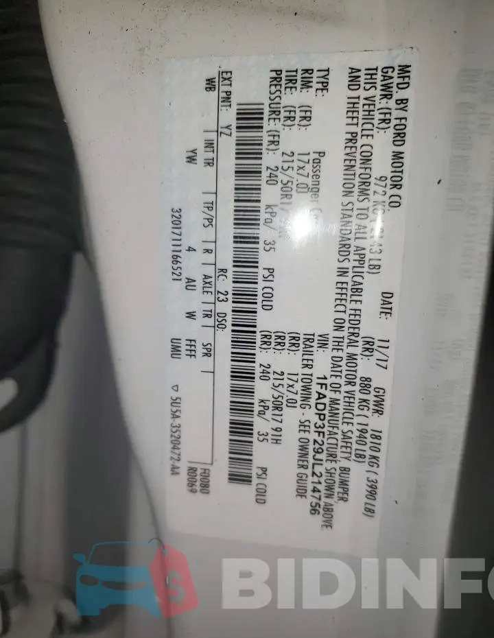1FADP3F29JL214756 Photo# 12