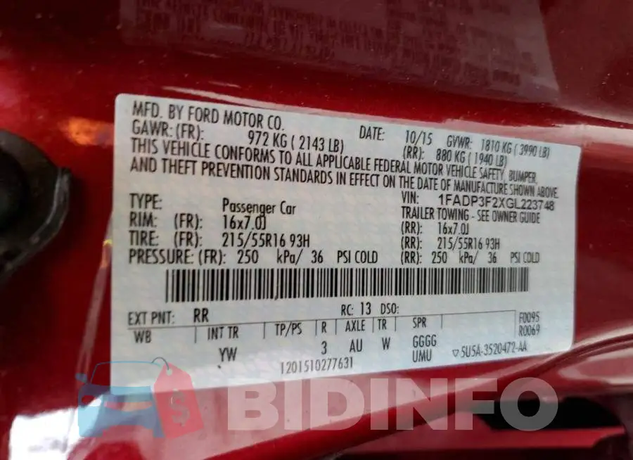 1FADP3F2XGL223748 Photo# 12