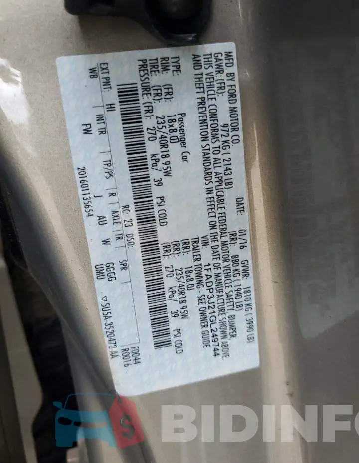 1FADP3J21GL249744 Photo# 12