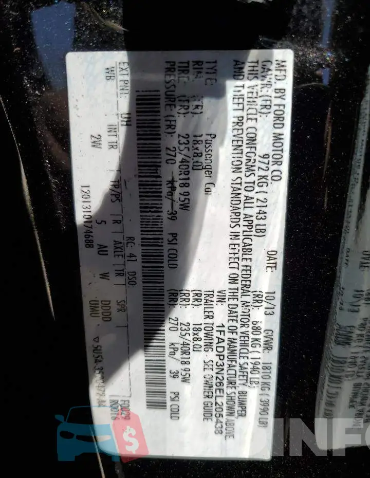 1FADP3N26EL205438 Photo# 12