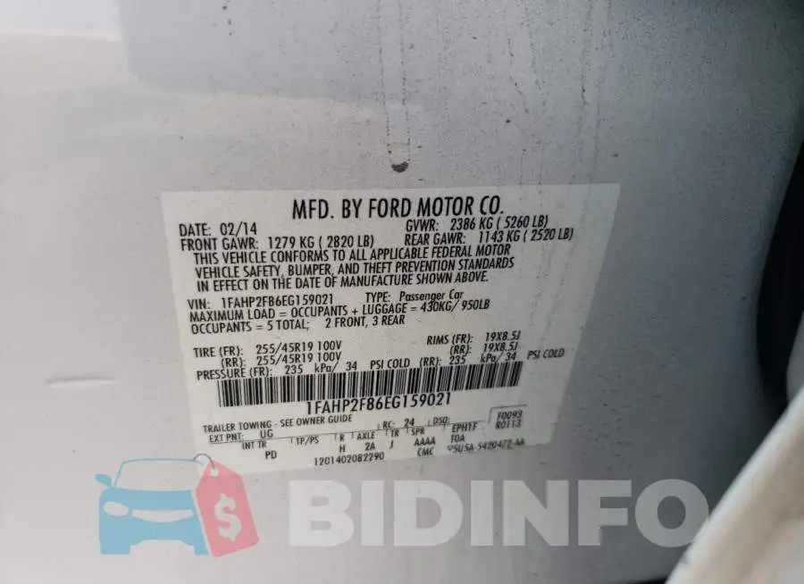 1FAHP2F86EG159021 Photo# 12