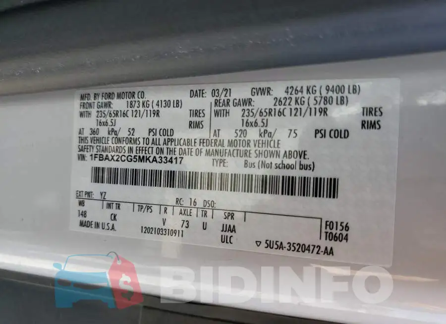 1FBAX2CG5MKA33417 Photo# 13