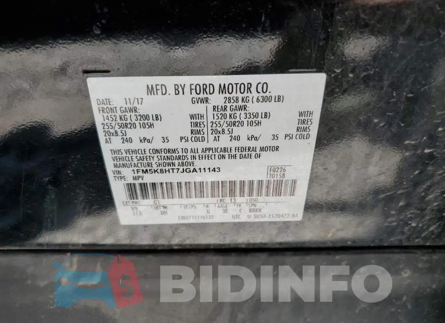1FM5K8HT7JGA11143 Photo# 12