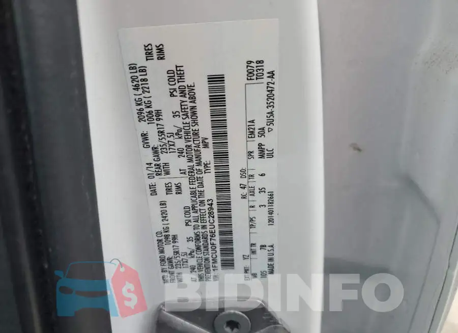 1FMCU0F76EUC28943 Photo# 13