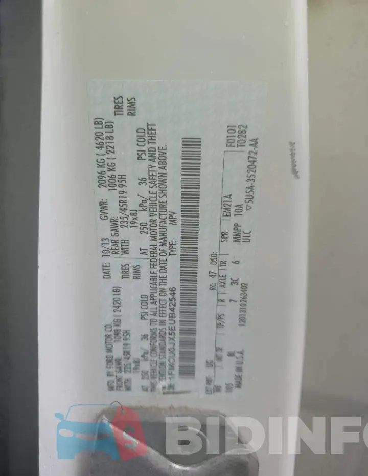 1FMCU0JX5EUB42546 Photo# 13