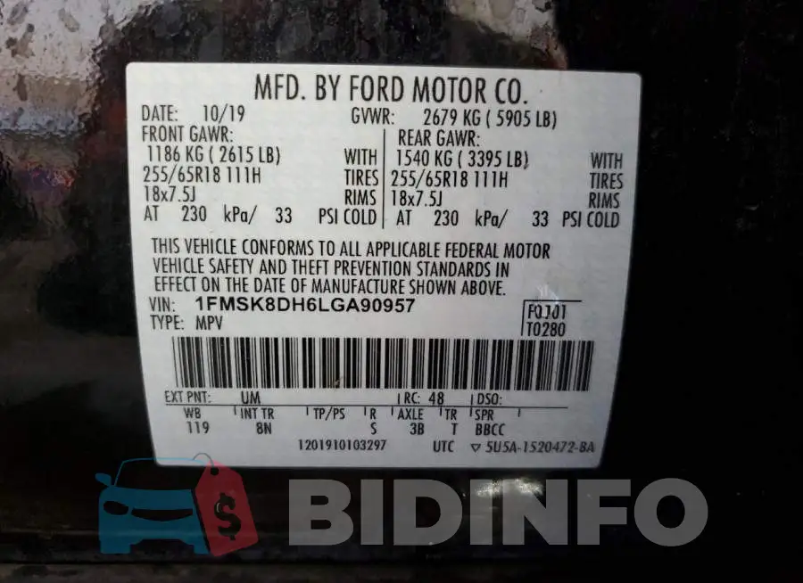 1FMSK8DH6LGA90957 Photo# 14