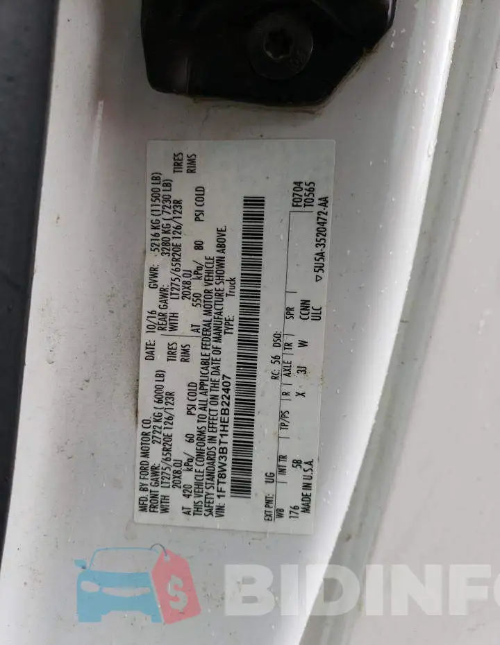 1FT8W3BT1HEB22407 Photo# 12