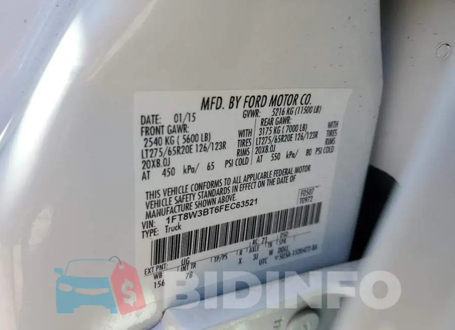 1FT8W3BT6FEC63521 Photo# 12