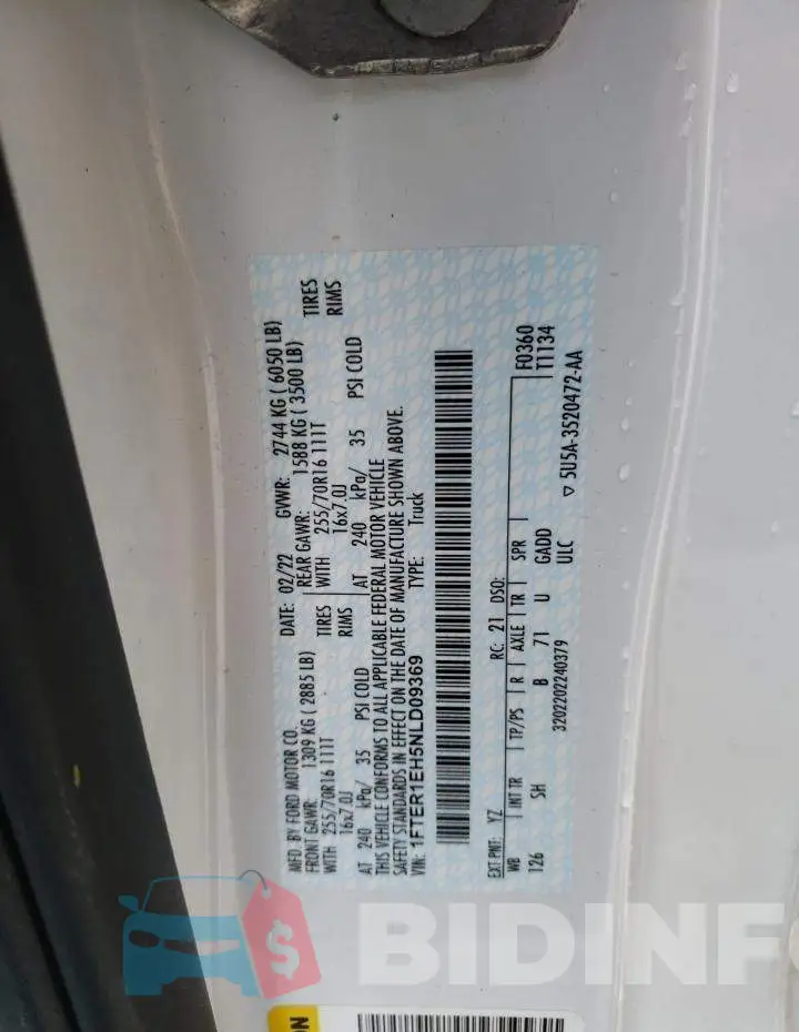 1FTER1EH5NLD09369 Photo# 12