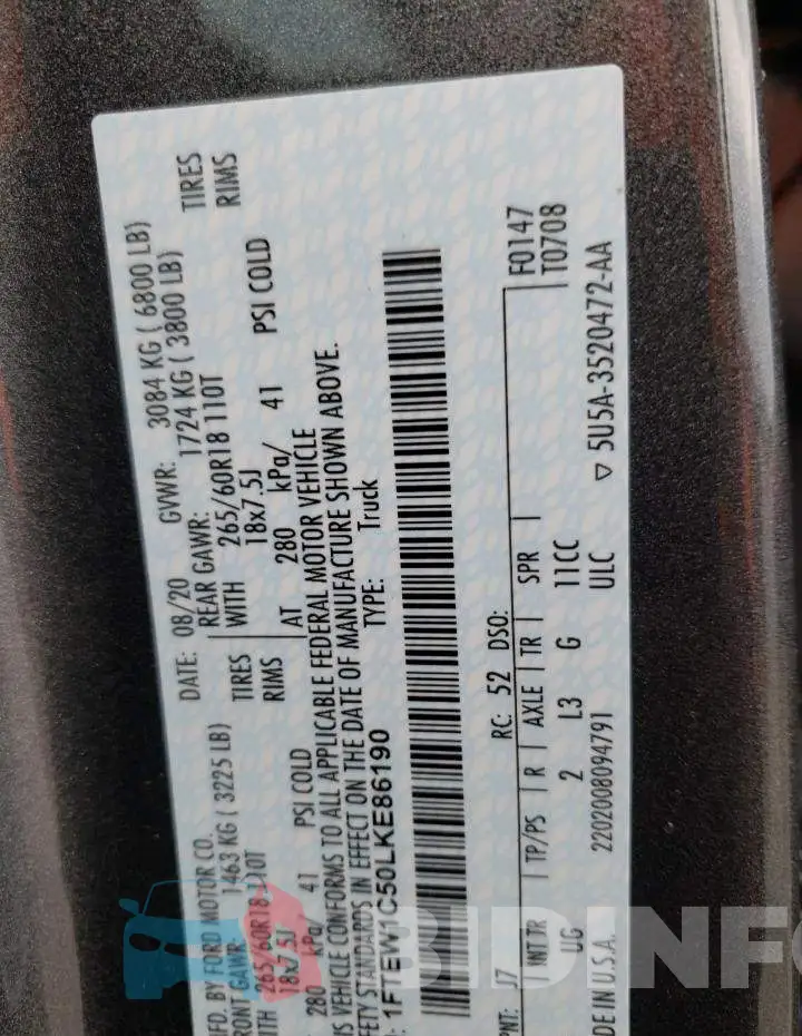 1FTEW1C50LKE86190 Photo# 12