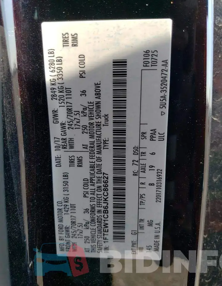1FTEW1CB6JKC86627 Photo# 13
