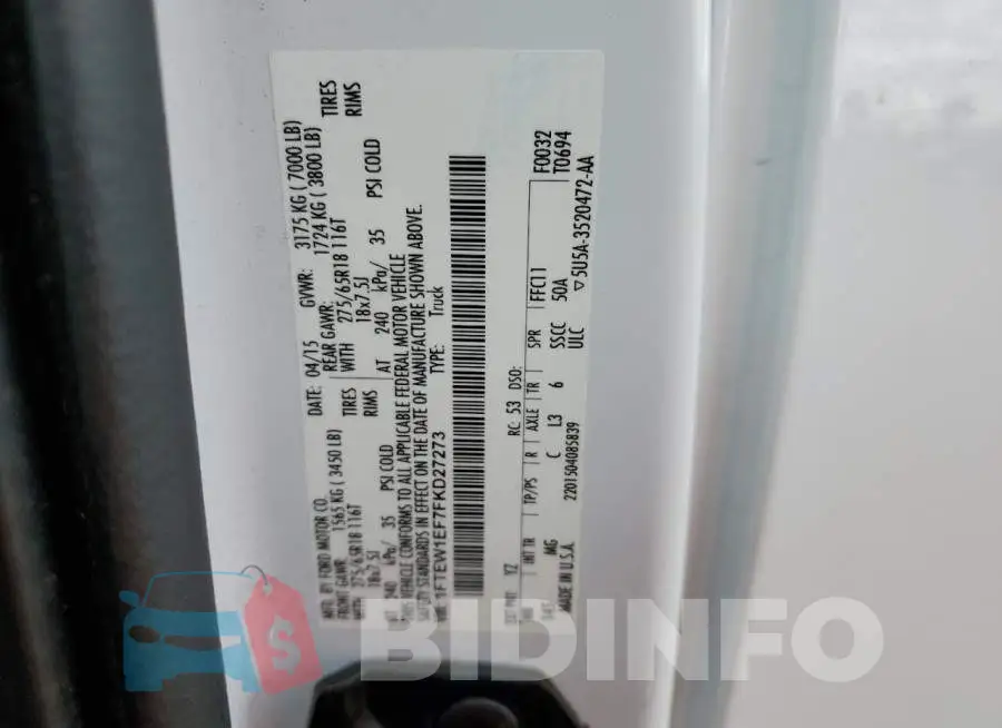 1FTEW1EF7FKD27273 Photo# 12