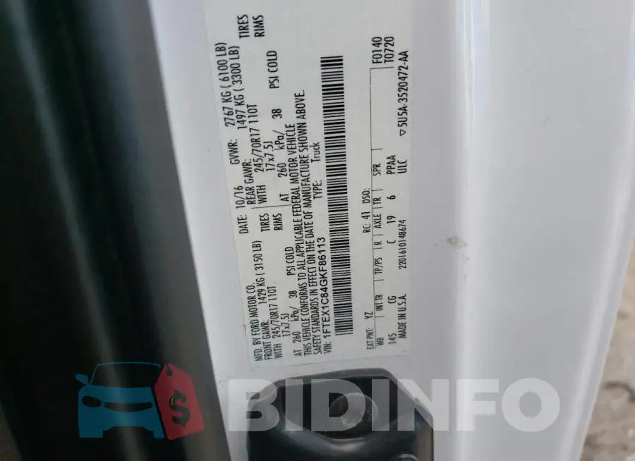 1FTEX1C84GKF86113 Photo# 12