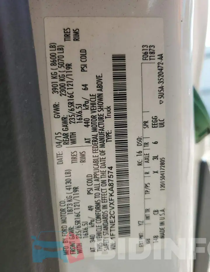 1FTNE2CVXFKA87574 Photo# 13