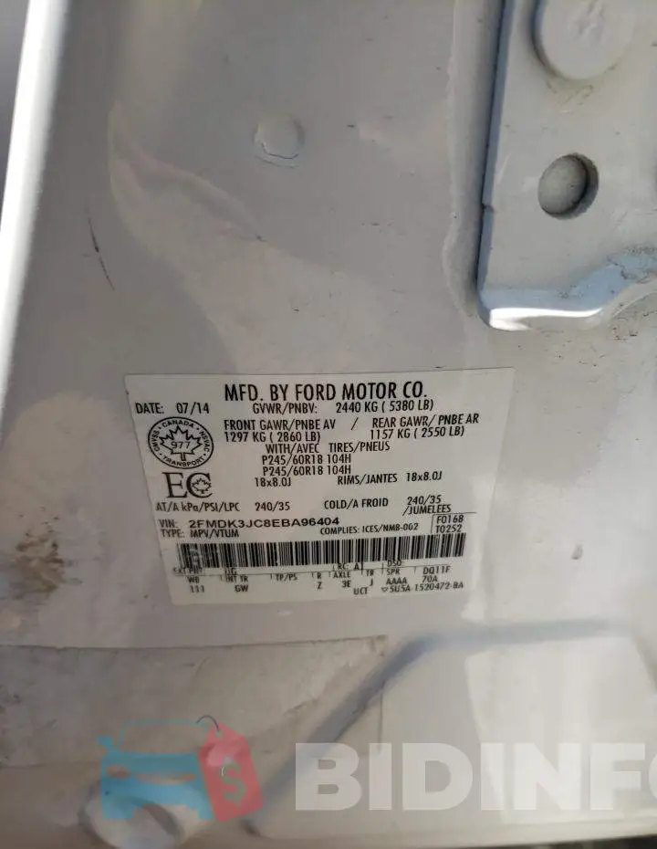 2FMDK3JC8EBA96404 Photo# 12