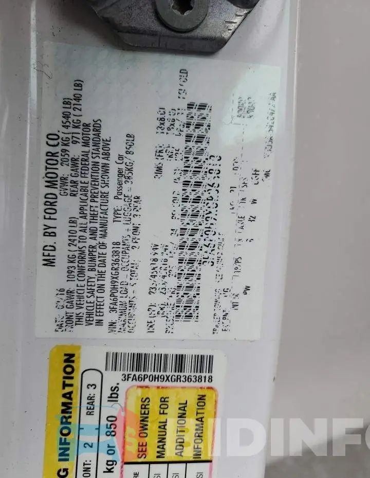 3FA6P0H9XGR363818 Photo# 12