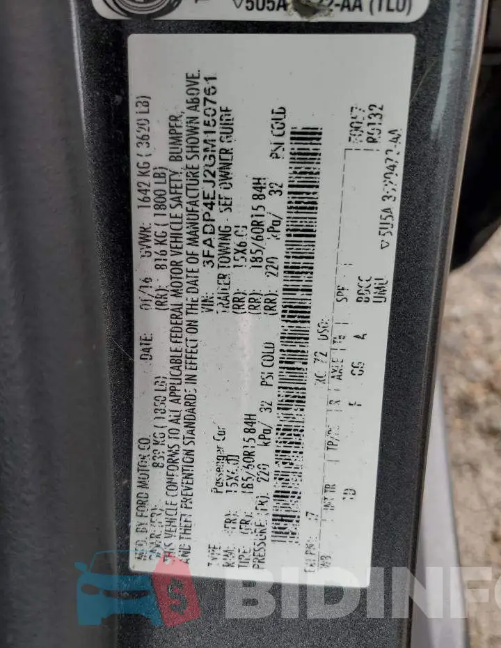 3FADP4EJ2GM150761 Photo# 12