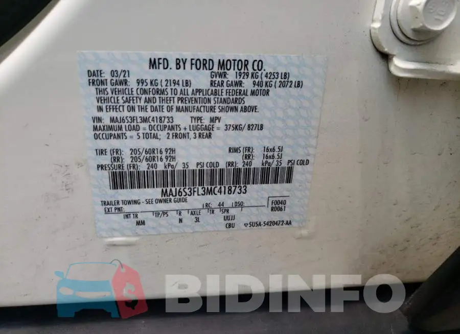MAJ6S3FL3MC418733 Photo# 13