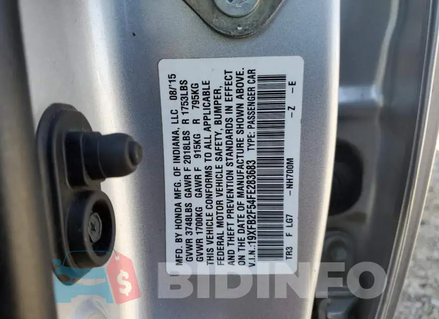 19XFB2F54FE283683 Photo# 12