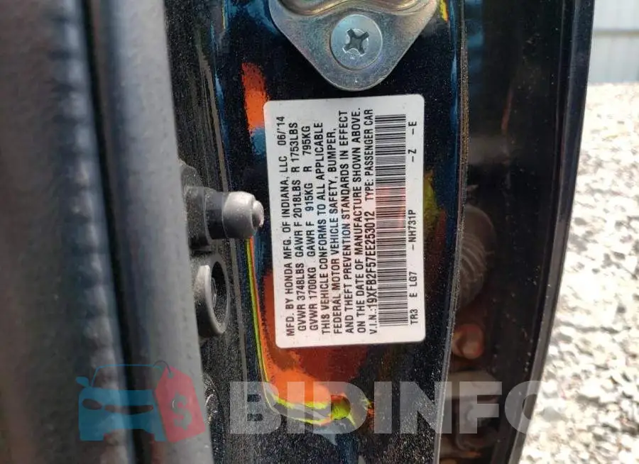 19XFB2F57EE253012 Photo# 12