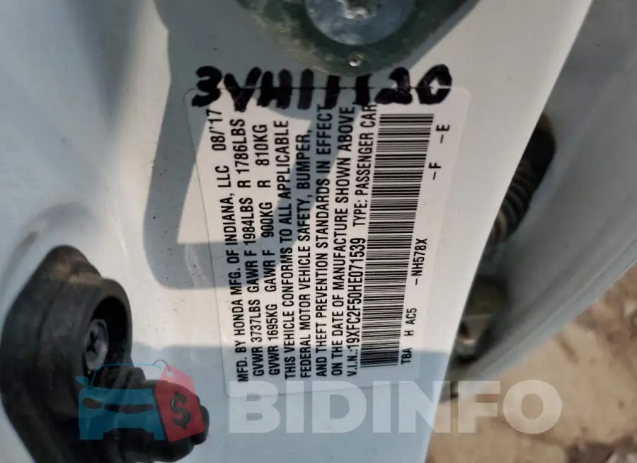 19XFC2F50HE071539 Photo# 13