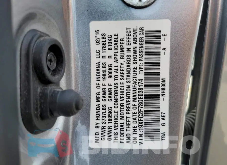 19XFC2F78GE038174 Photo# 13