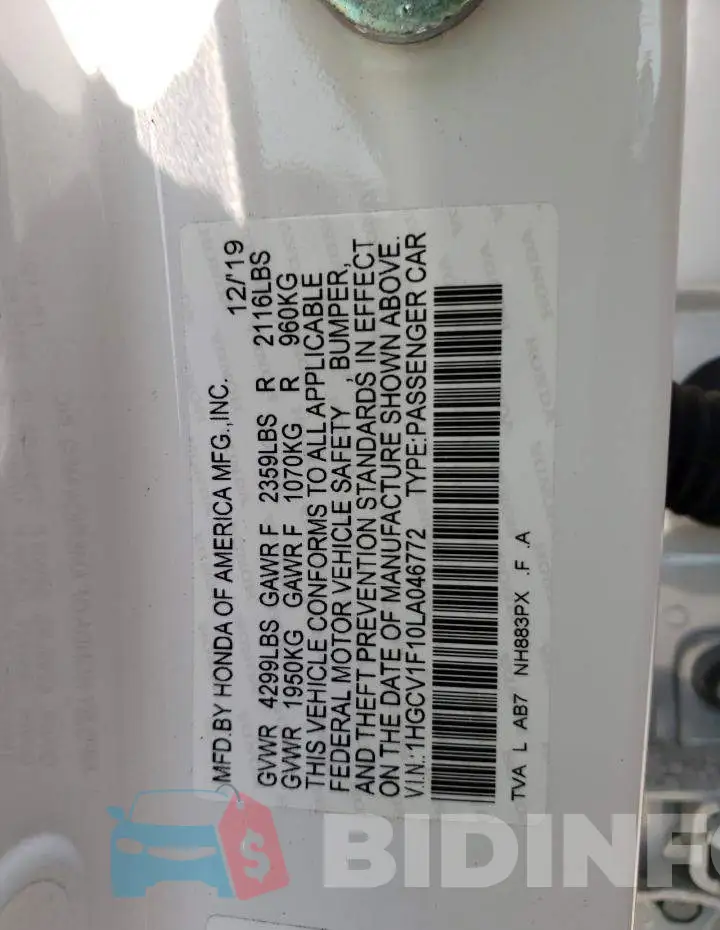 1HGCV1F10LA046772 Photo# 12