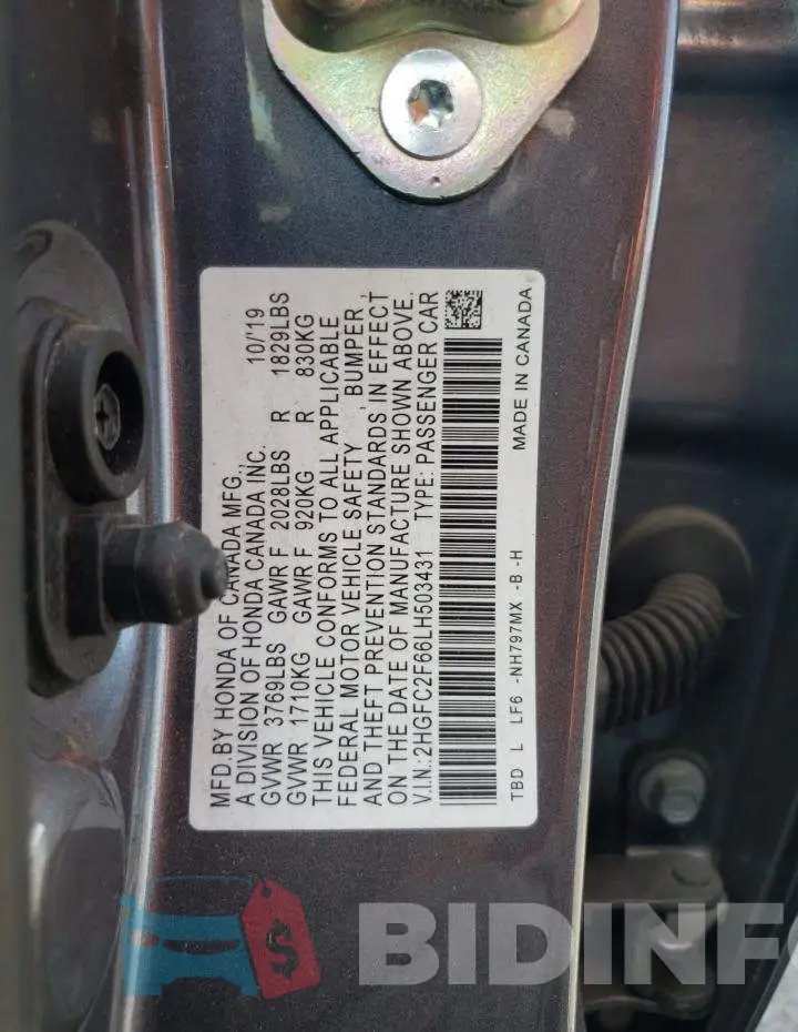 2HGFC2F66LH503431 Photo# 12