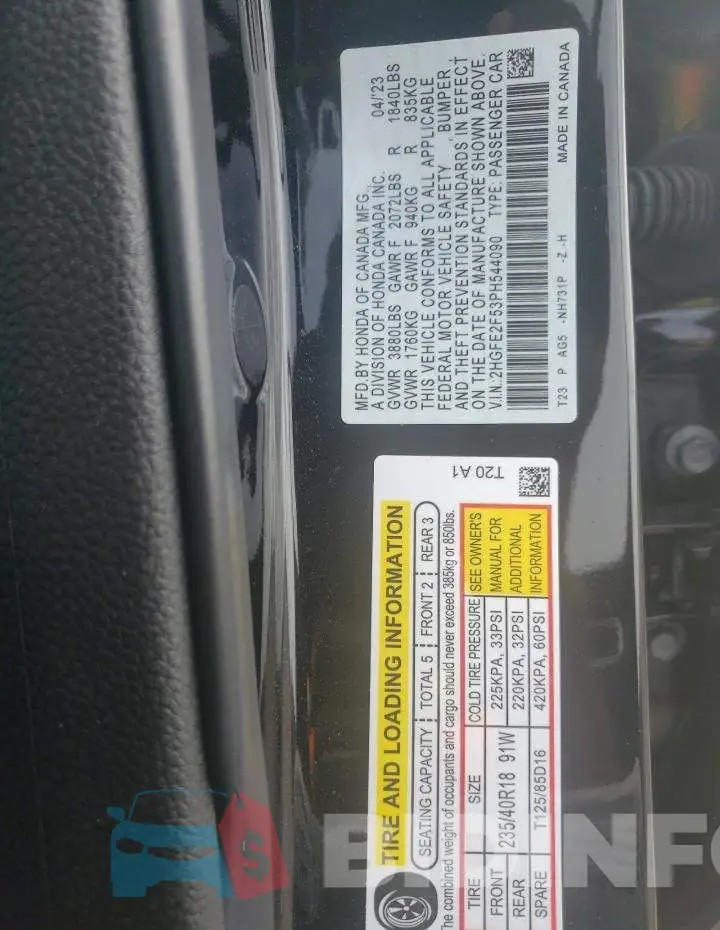 2HGFE2F53PH544090 Photo# 12