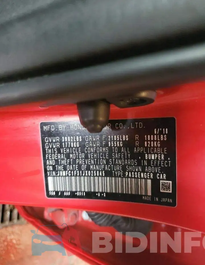JHMFC1F31JX025845 Photo# 12