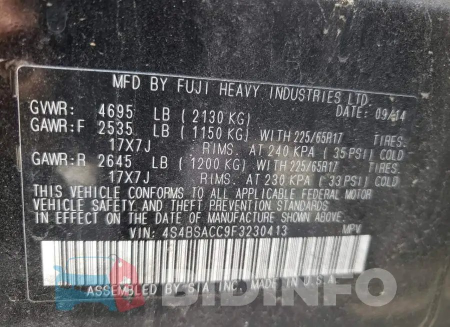 4S4BSACC9F3230413 Photo# 13