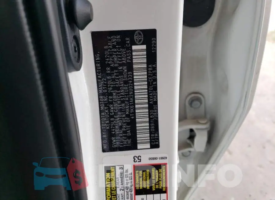 4T1K61AK2NU024339 Photo# 12