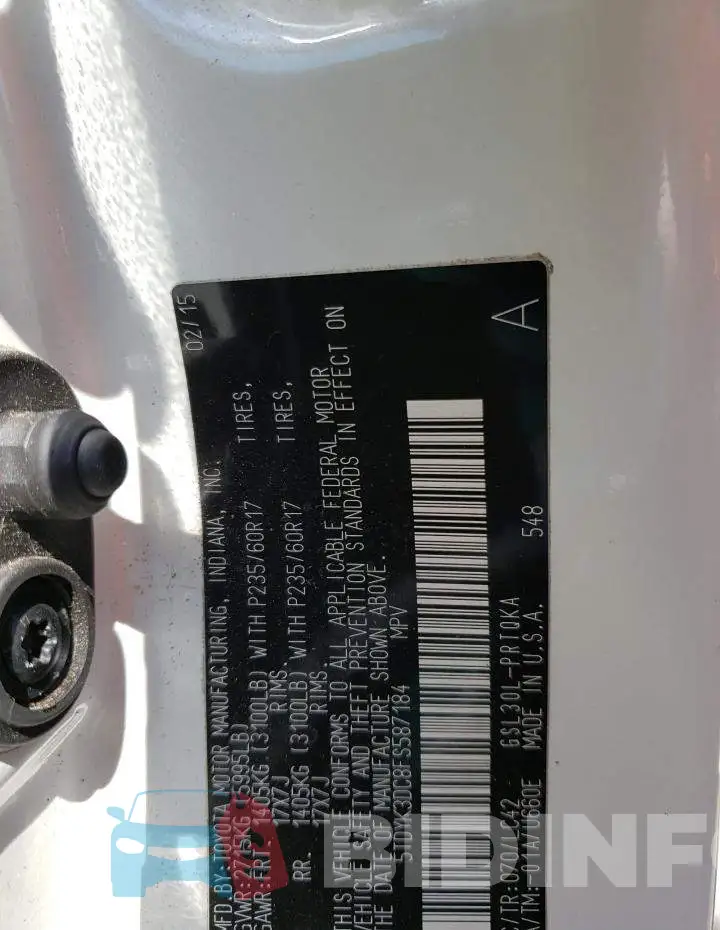 5TDYK3DC8FS587184 Photo# 13