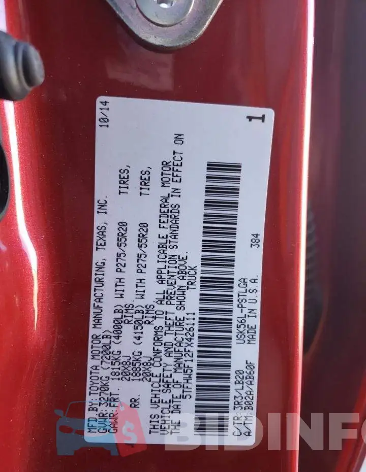 5TFHW5F12FX426111 Photo# 12