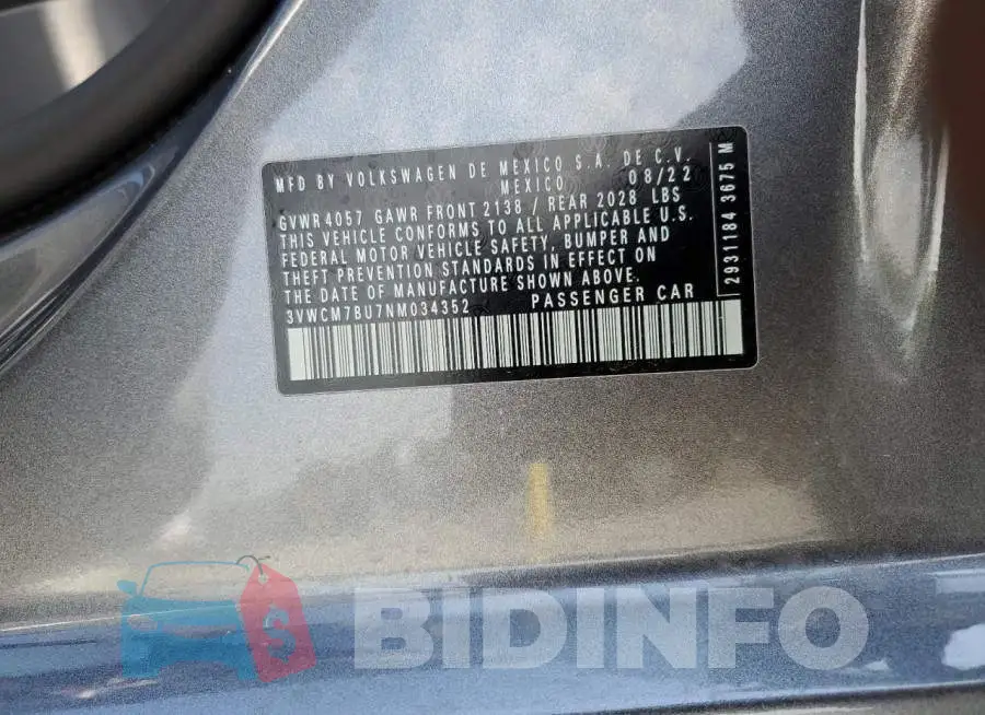 3VWCM7BU7NM034352 Photo# 12