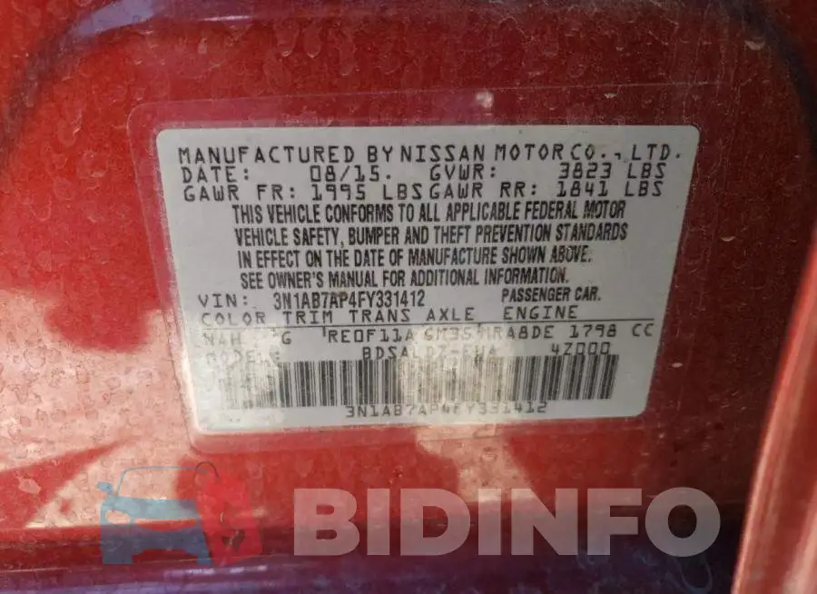 3N1AB7AP4FY331412 Photo# 12