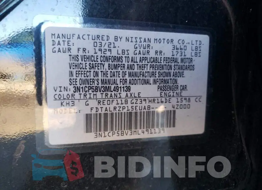 3N1CP5BV3ML491139 Photo# 12
