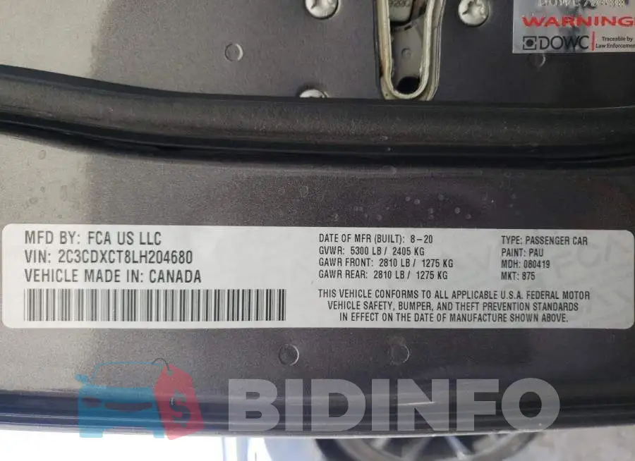 2C3CDXCT8LH204680 Photo# 13
