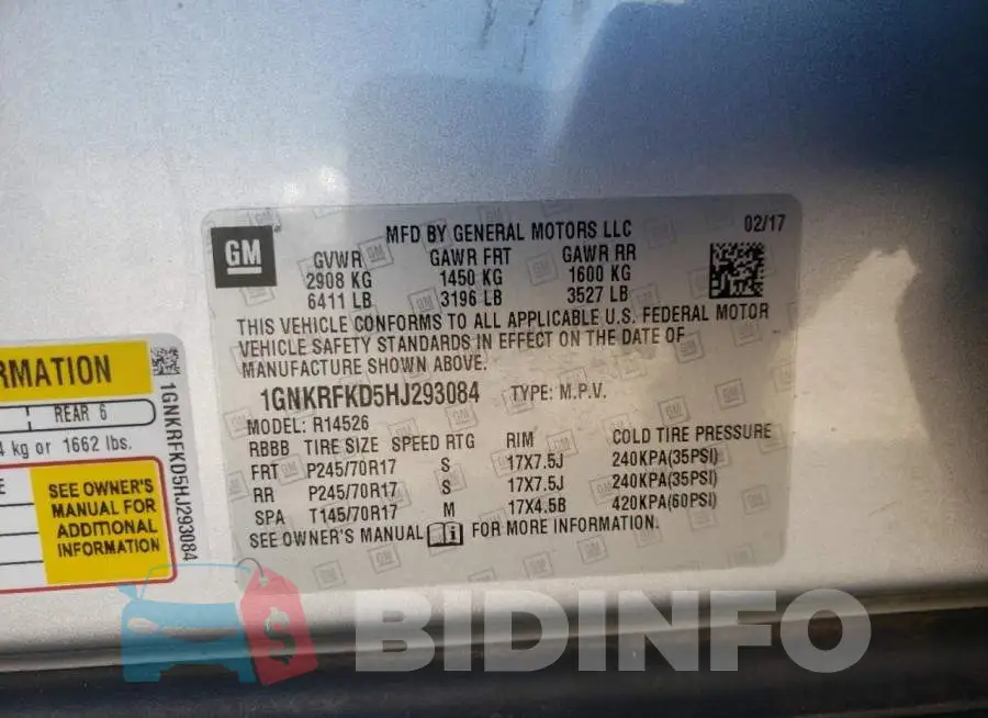1GNKRFKD5HJ293084 Photo# 13