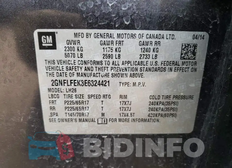 2GNFLFEK3E6324421 Photo# 13