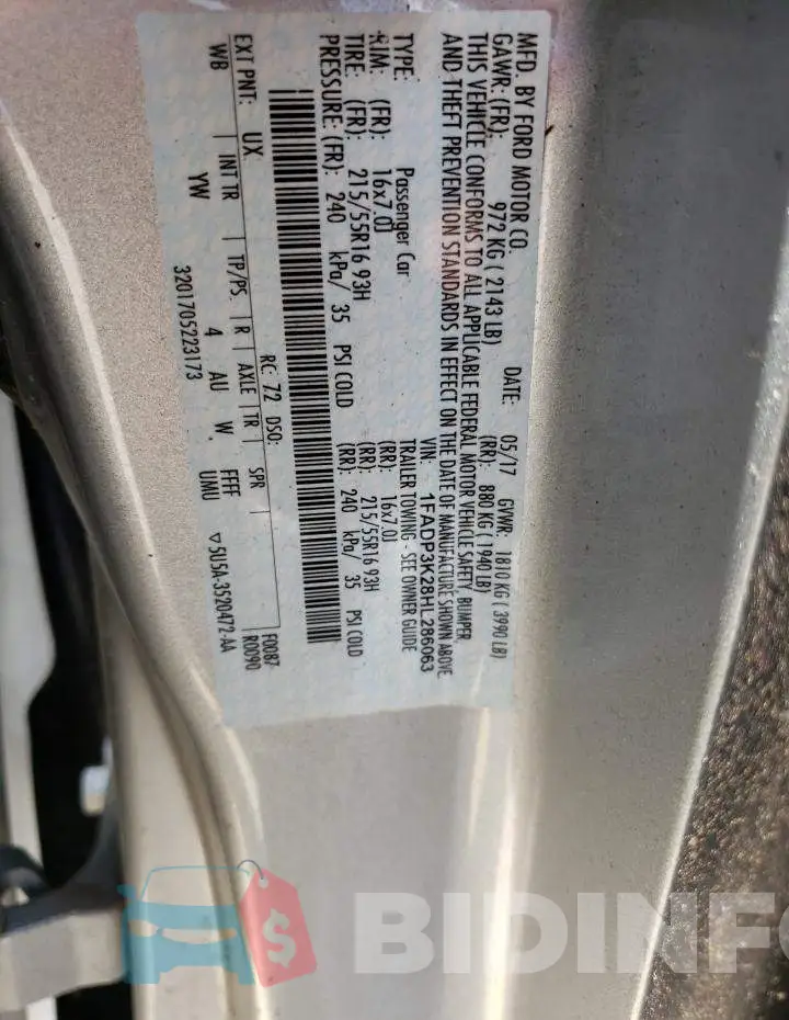 1FADP3K28HL286063 Photo# 12